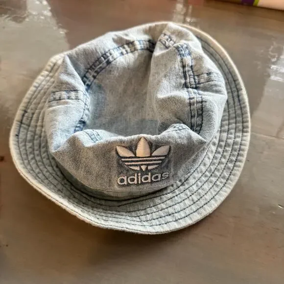 Adidas Blue Denim Unisex Originals Bucket Hat - Picture 3 of 11